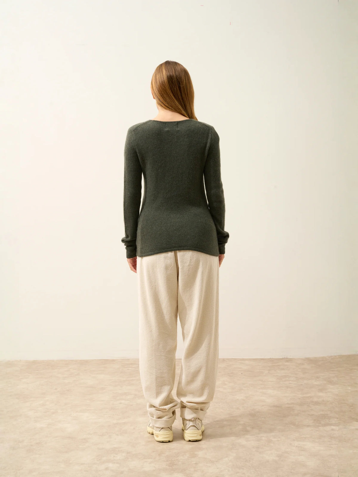 JOYCE Sweater Crew Neck 4 Ply Heather Khaki