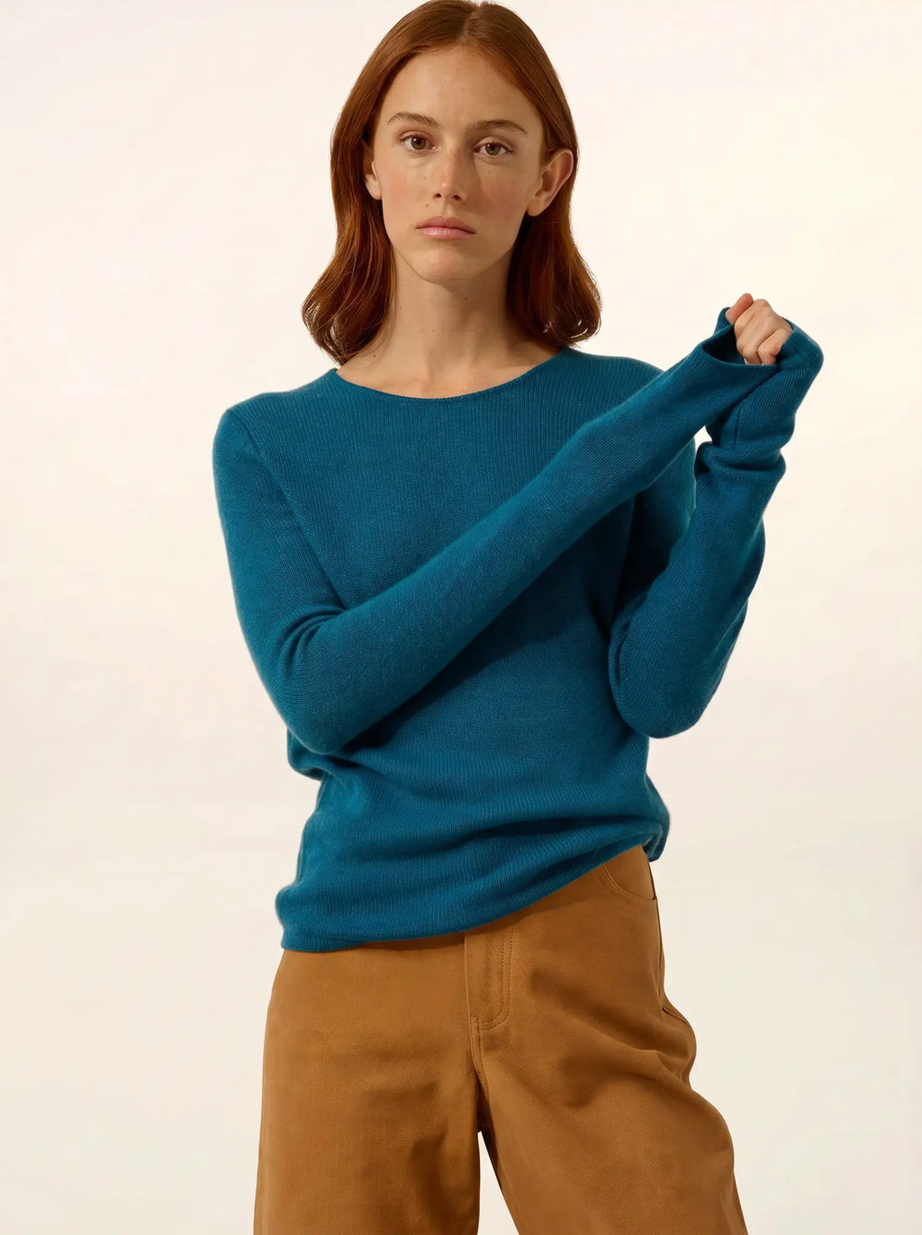 JOYCE Sweater Crew Neck 4 Ply Peacock
