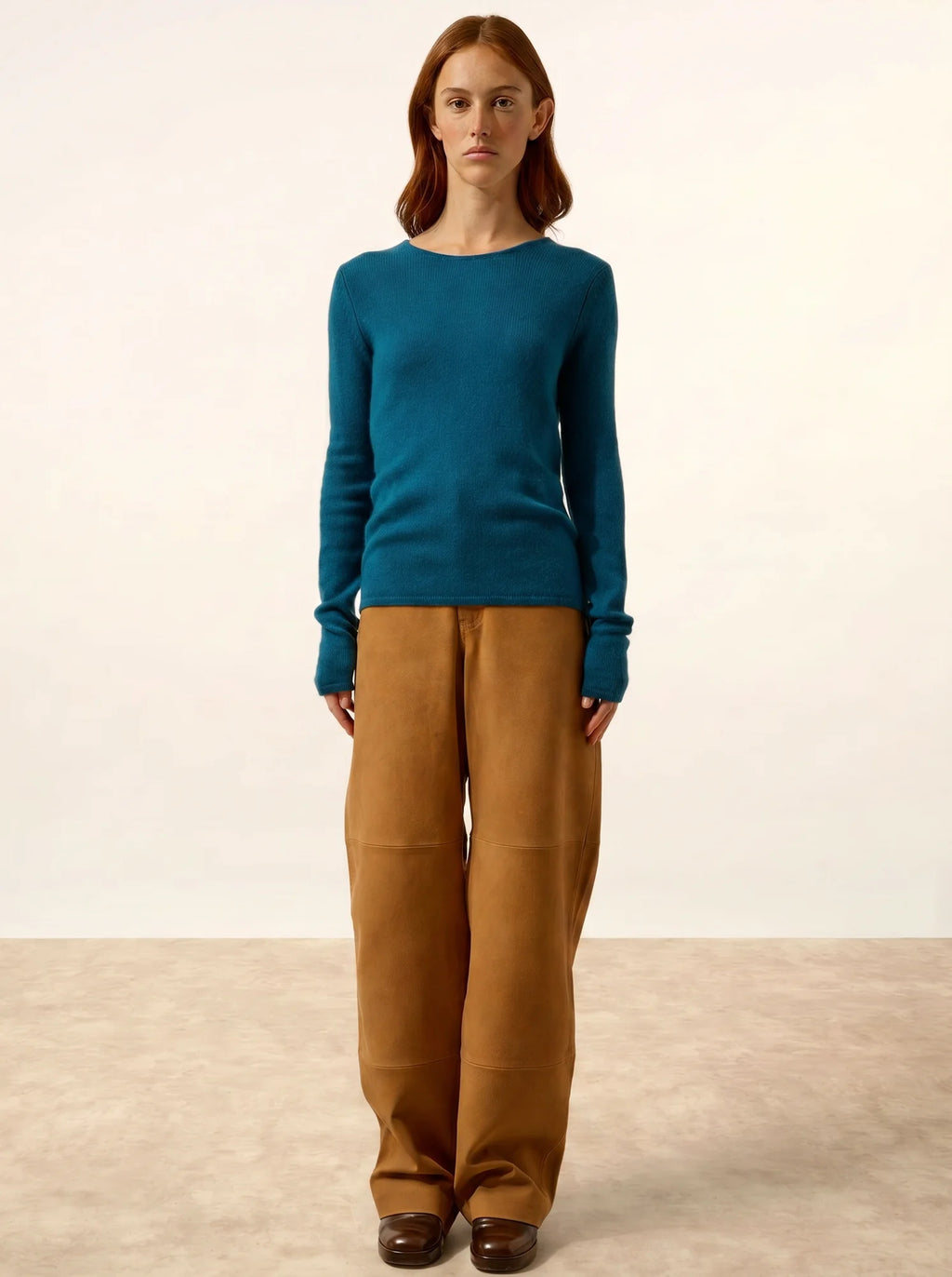 JOYCE Sweater Crew Neck 4 Ply Peacock