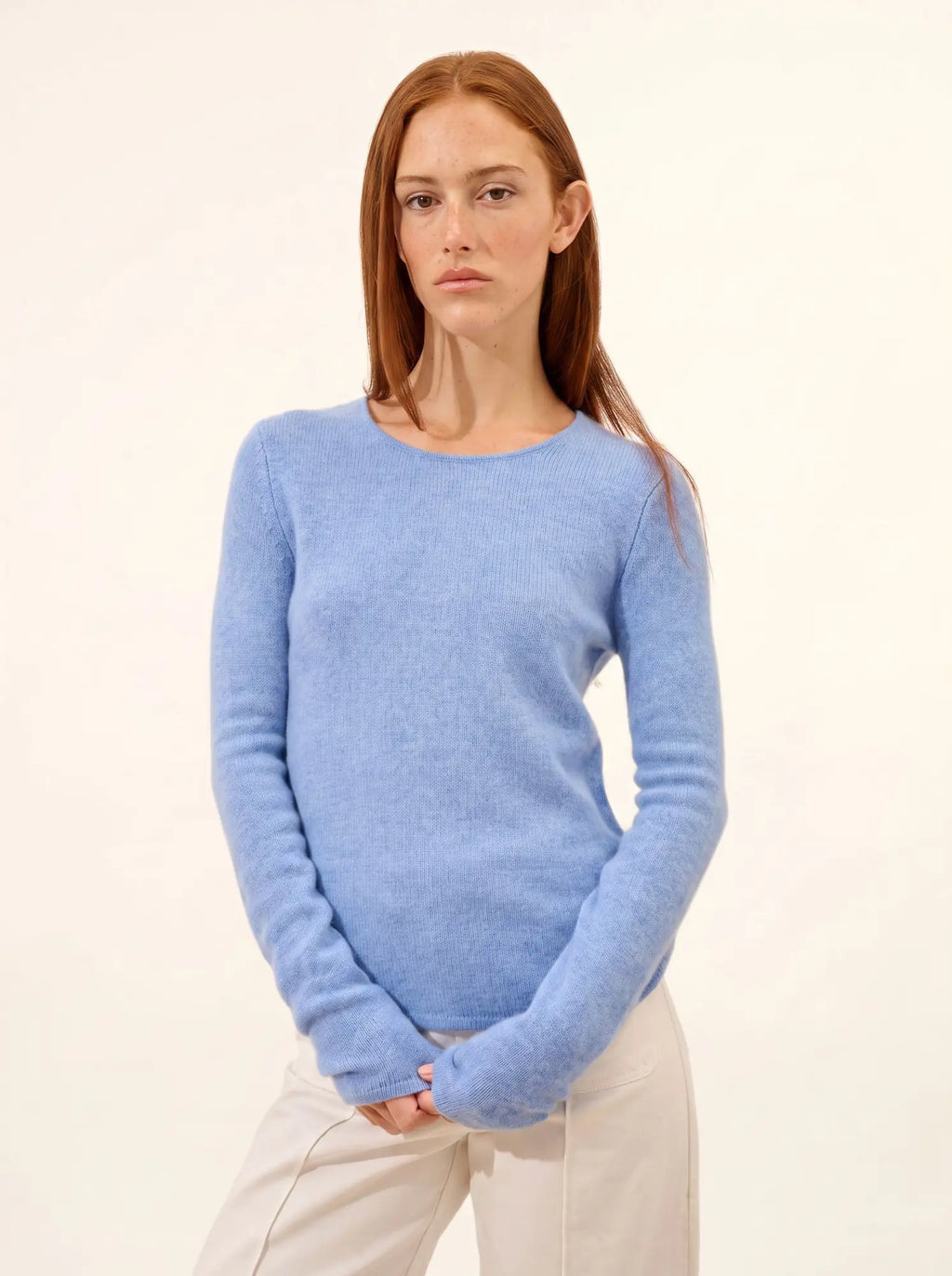 JOYCE Pull Col Rond 4 Fils Ciel