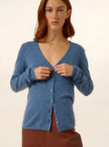 NORMA Cardigan Col V Bleu Denim