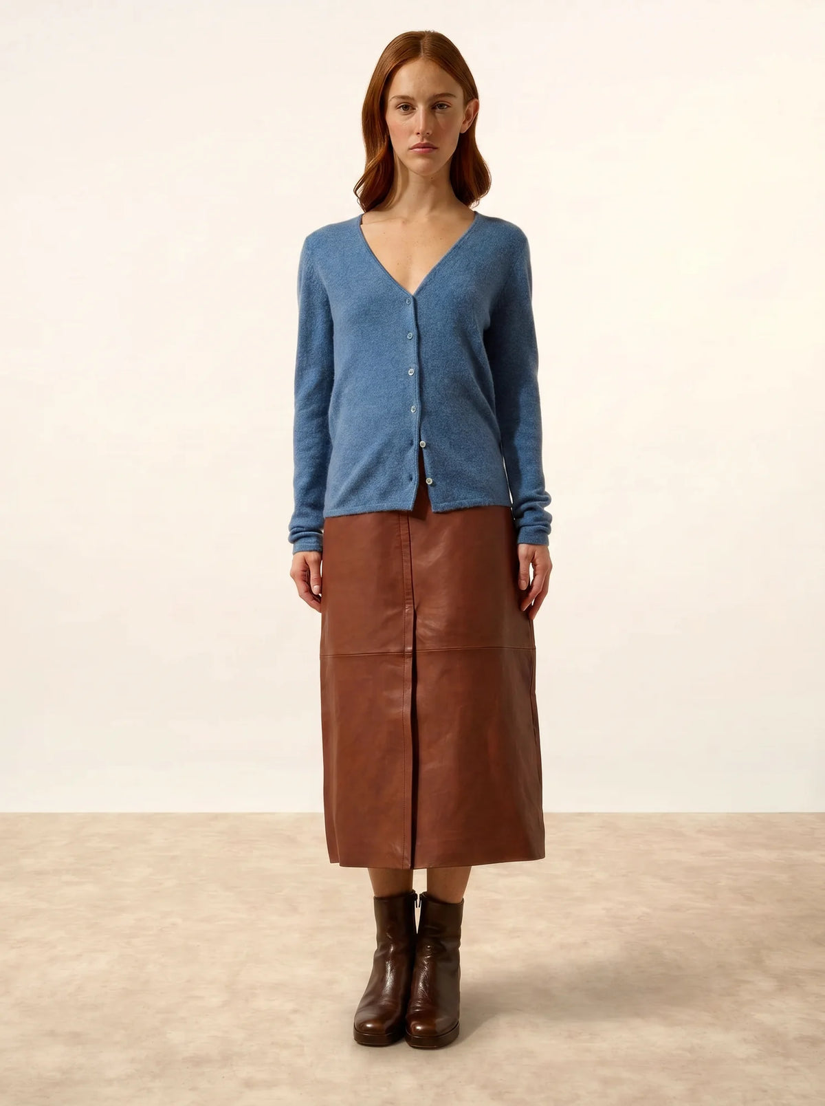 NORMA Cardigan Col V Bleu Denim
