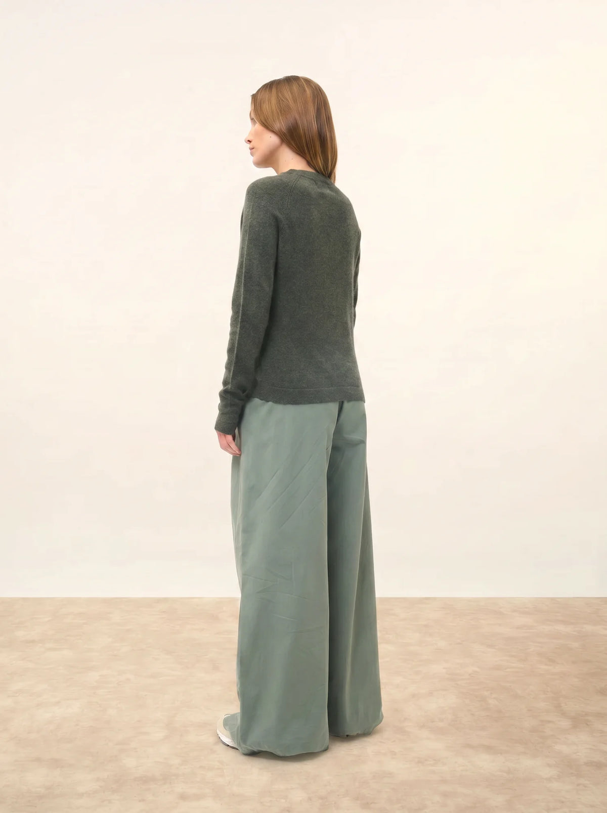 JANE Pull Col Rond Kaki Chiné