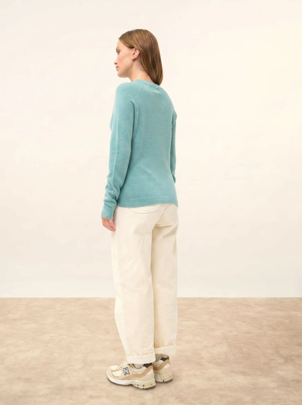 JANE Pull Col Rond Vert Chiné