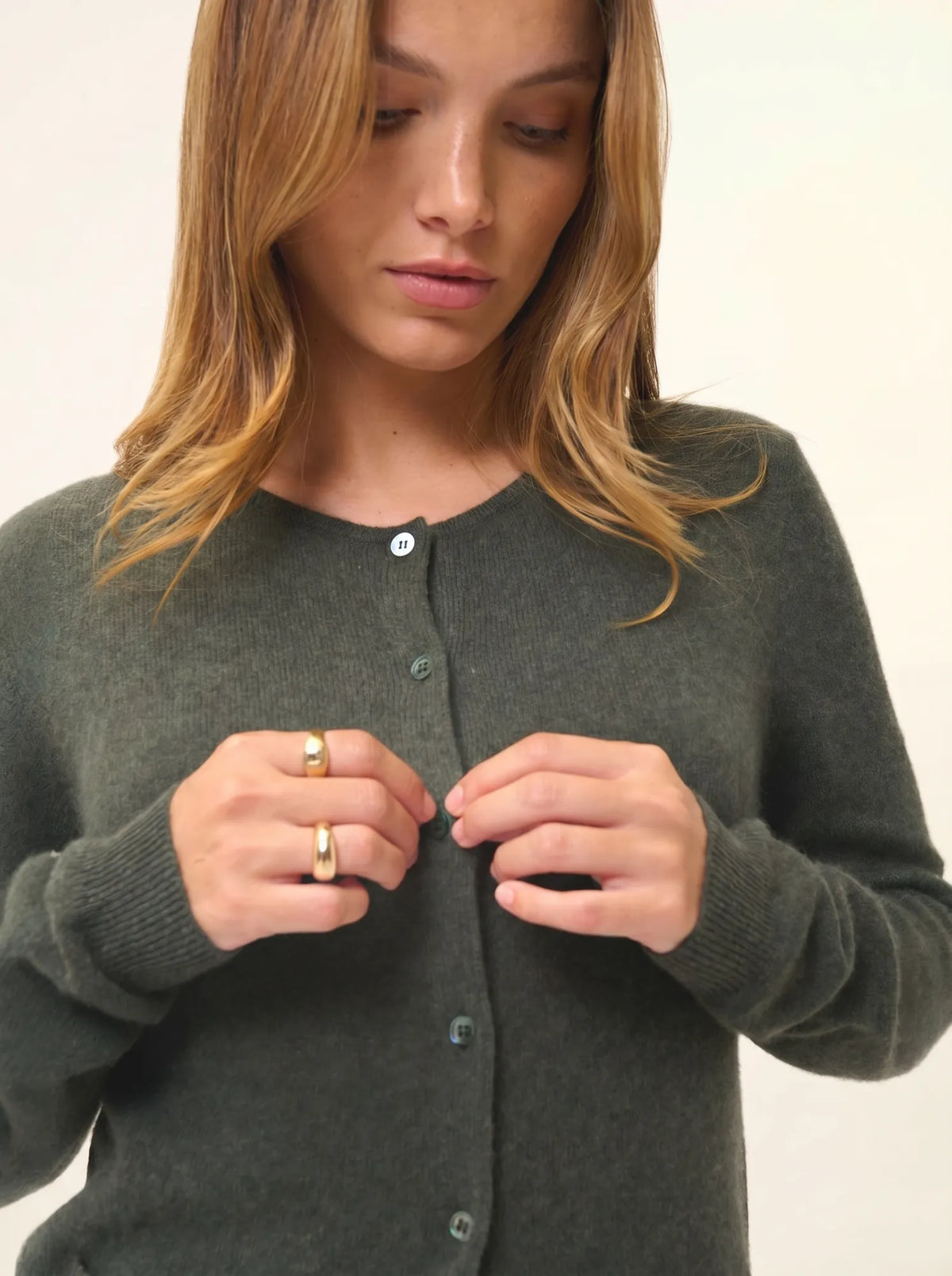 KATHARINE Cardigan Crew Neck Heather Khaki