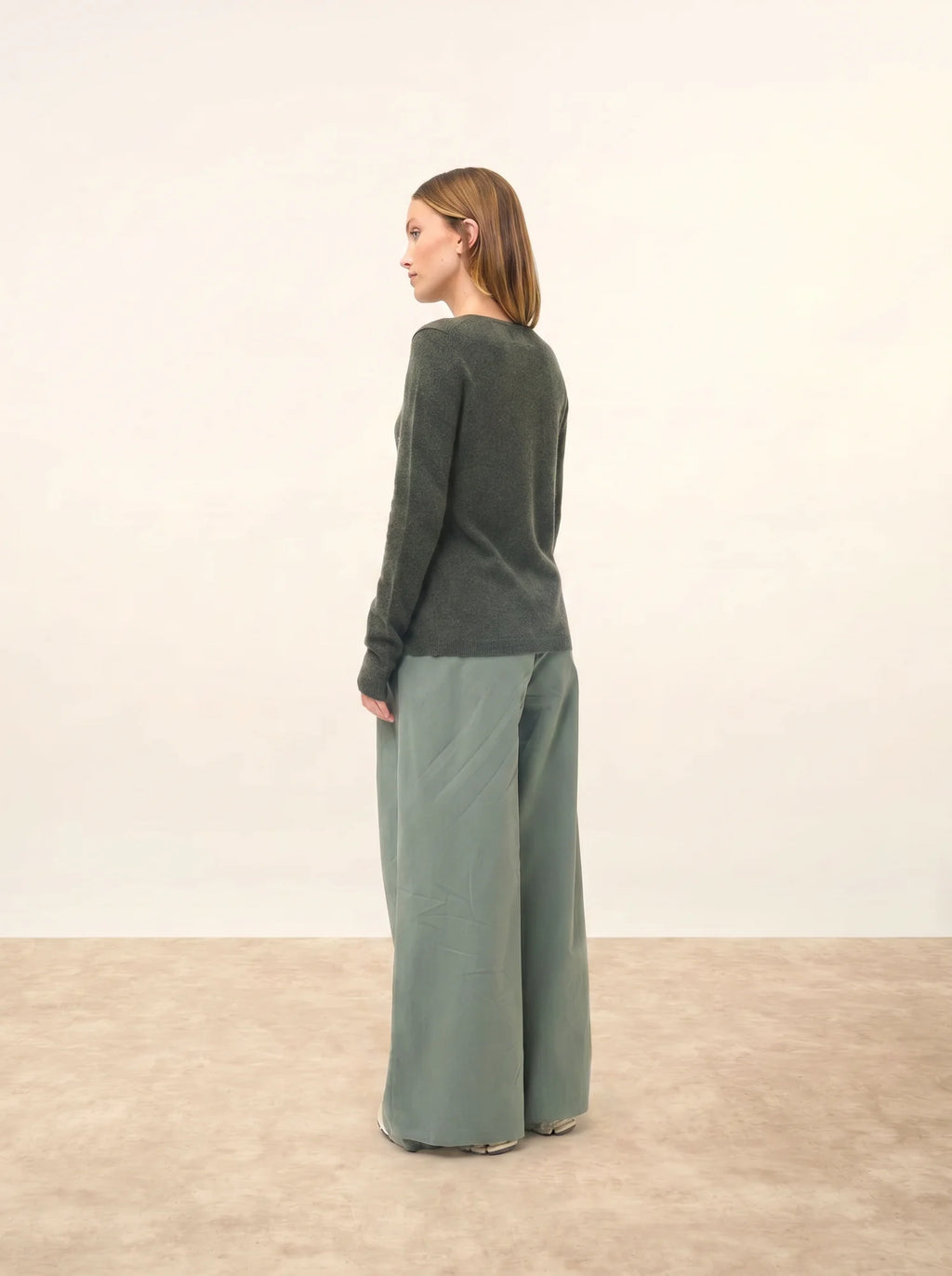 KATHARINE Cardigan Crew Neck Heather Khaki