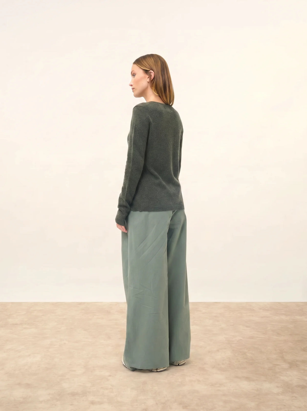 KATHARINE Cardigan Crew Neck Heather Khaki
