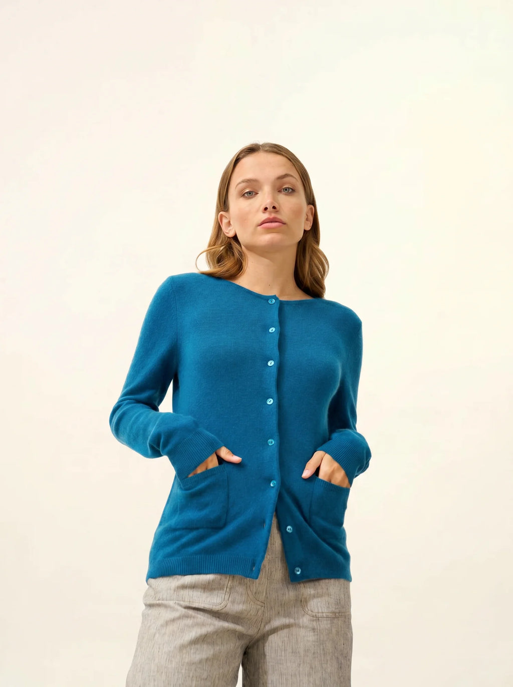 KATHARINE Cardigan Crew Neck Peacock