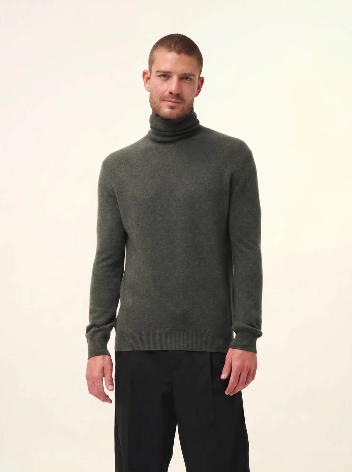 CONNOR Pull Col Roulé Kaki Chiné