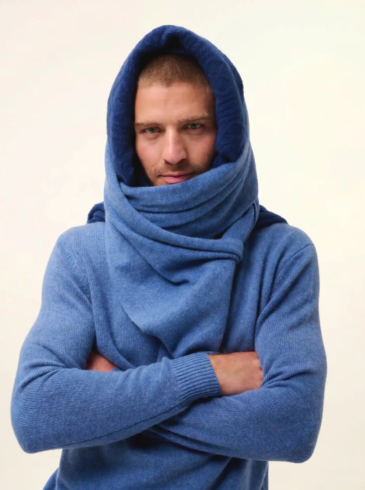 SACHA Pull Col Roulé 4 Fils Bleu Denim