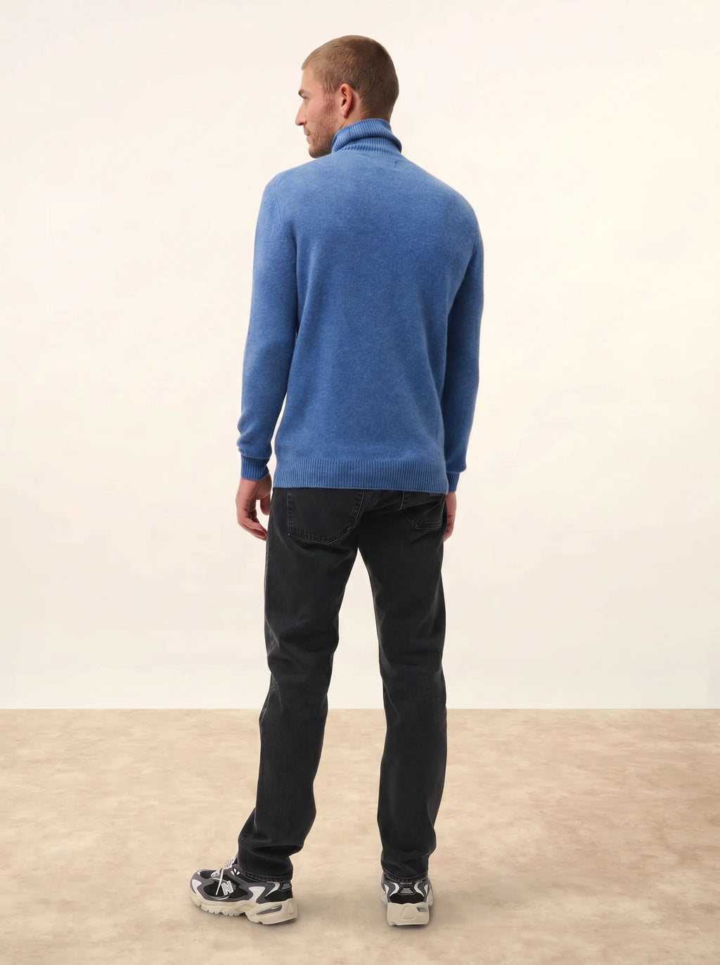 SACHA Pull Col Roulé 4 Fils Bleu Denim