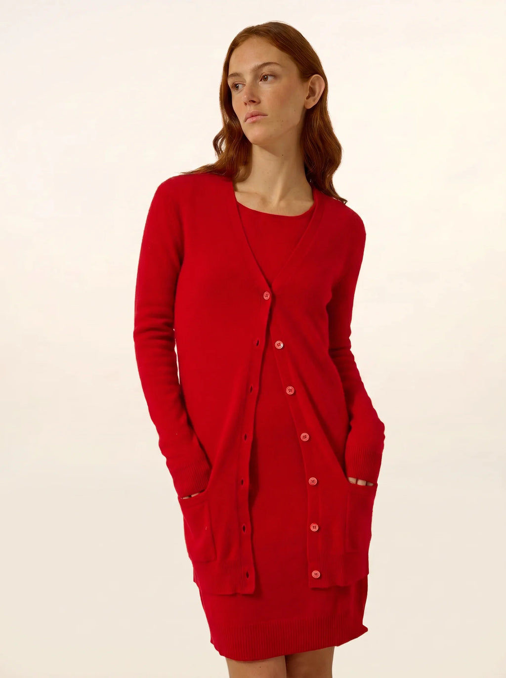 TOMMIE Cardigan Col V Rouge