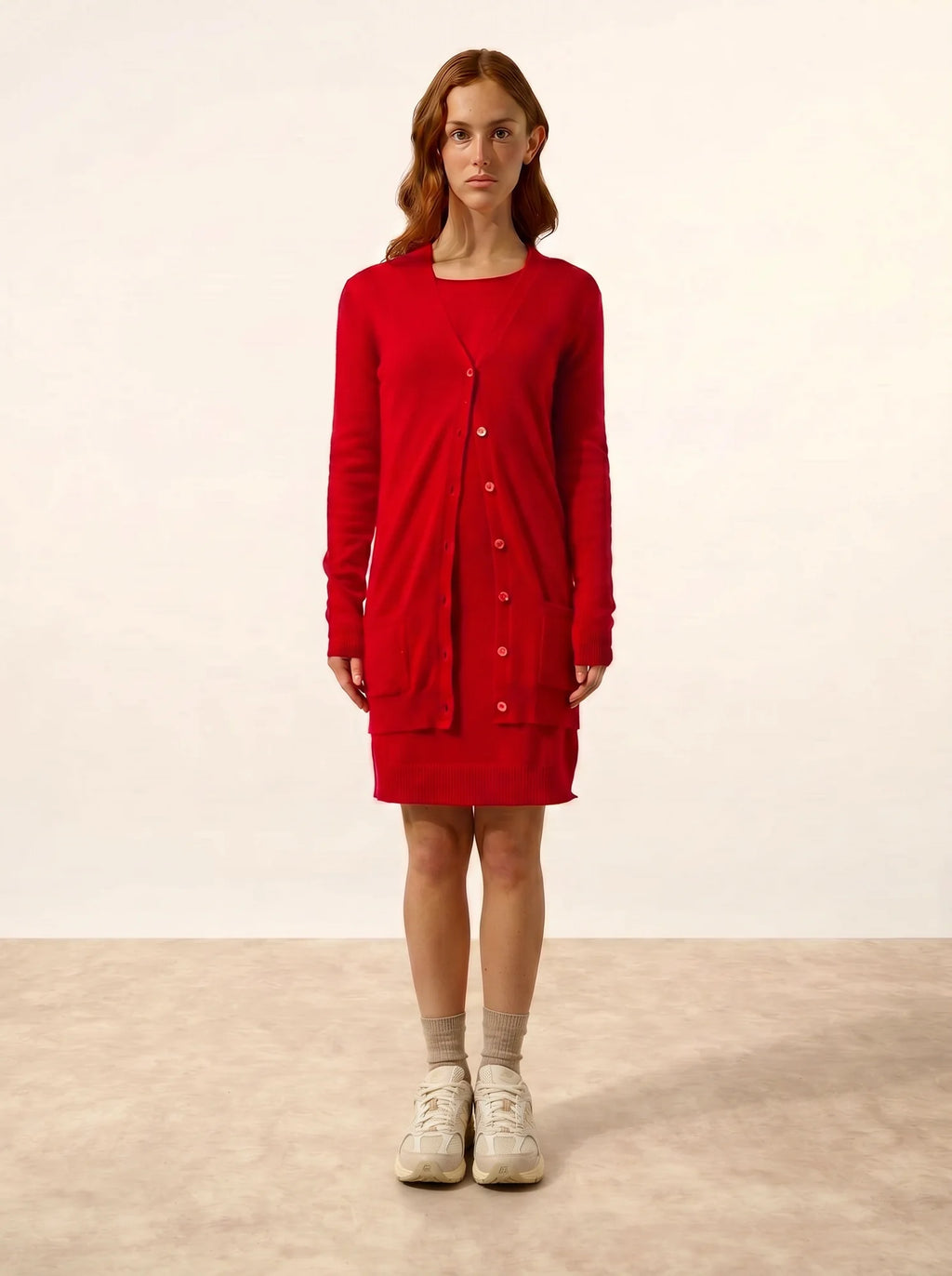 TOMMIE Cardigan Col V Rouge