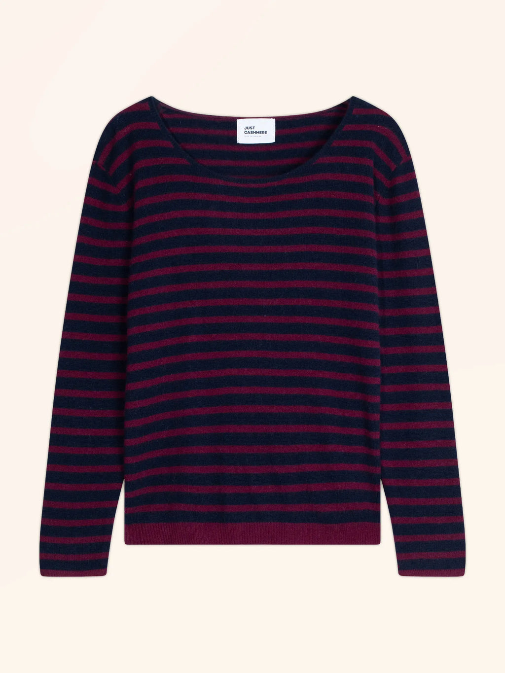 FIONA Pull Col Rond Bordeaux et Bleu Marine