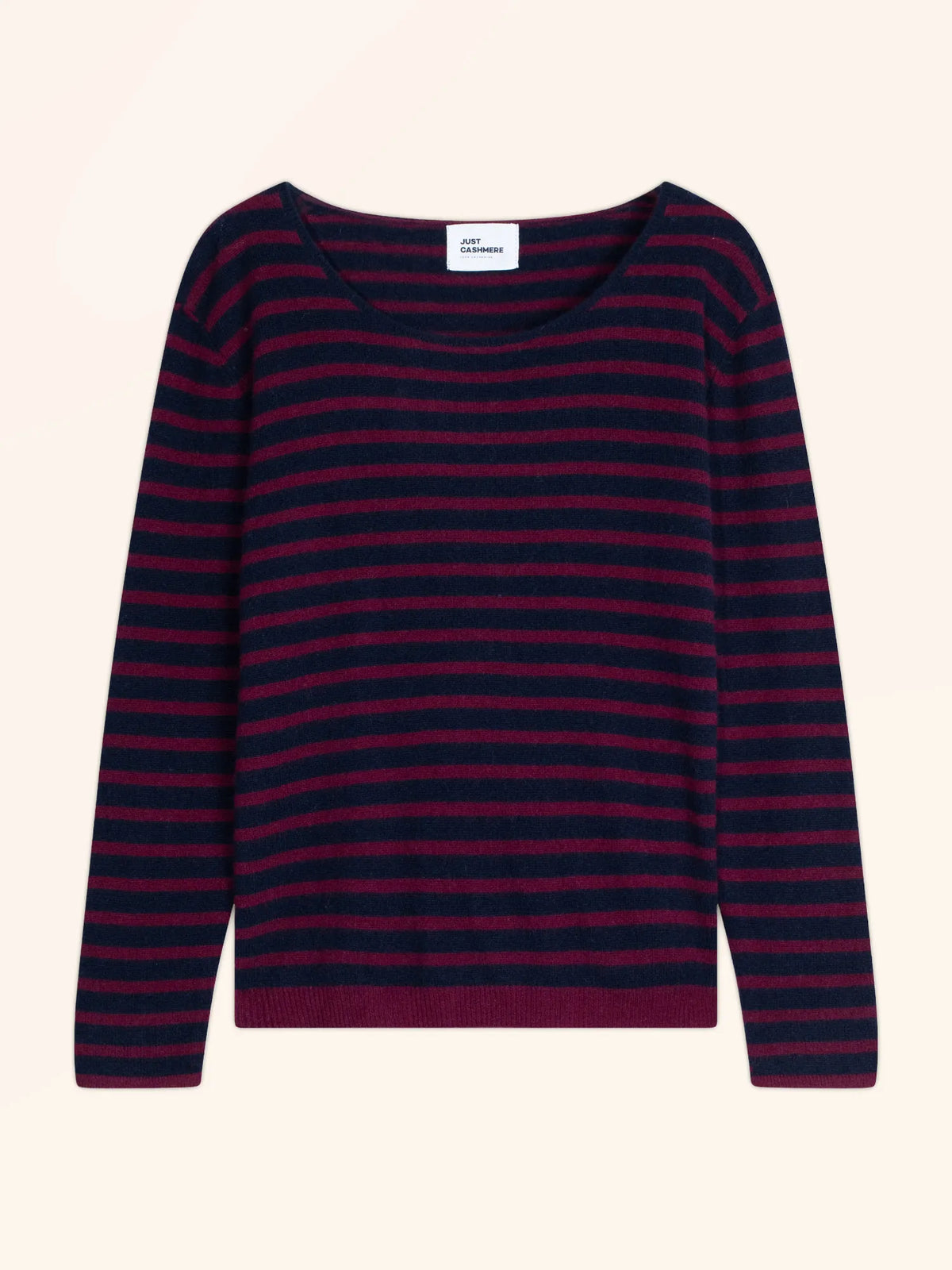 FIONA Pull Col Rond Bordeaux et Bleu Marine