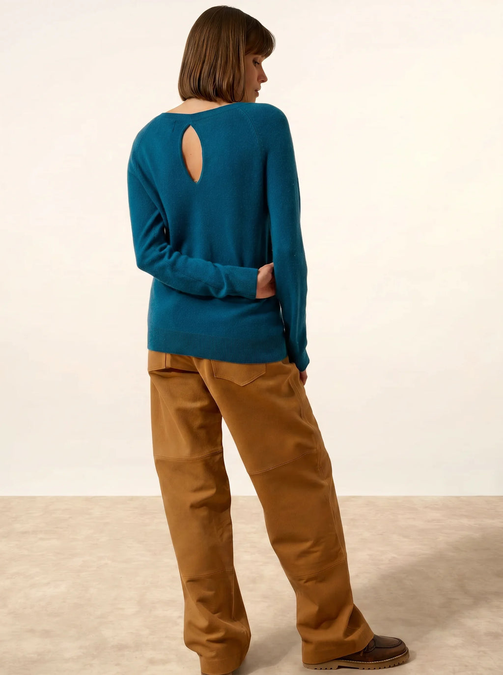 ABIGAILE Sweater Boat Neck Drop Back Peacock