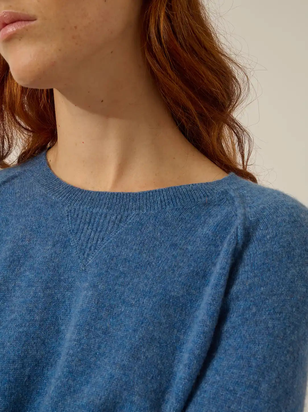 HELEN Pull Col Rond Bleu Denim