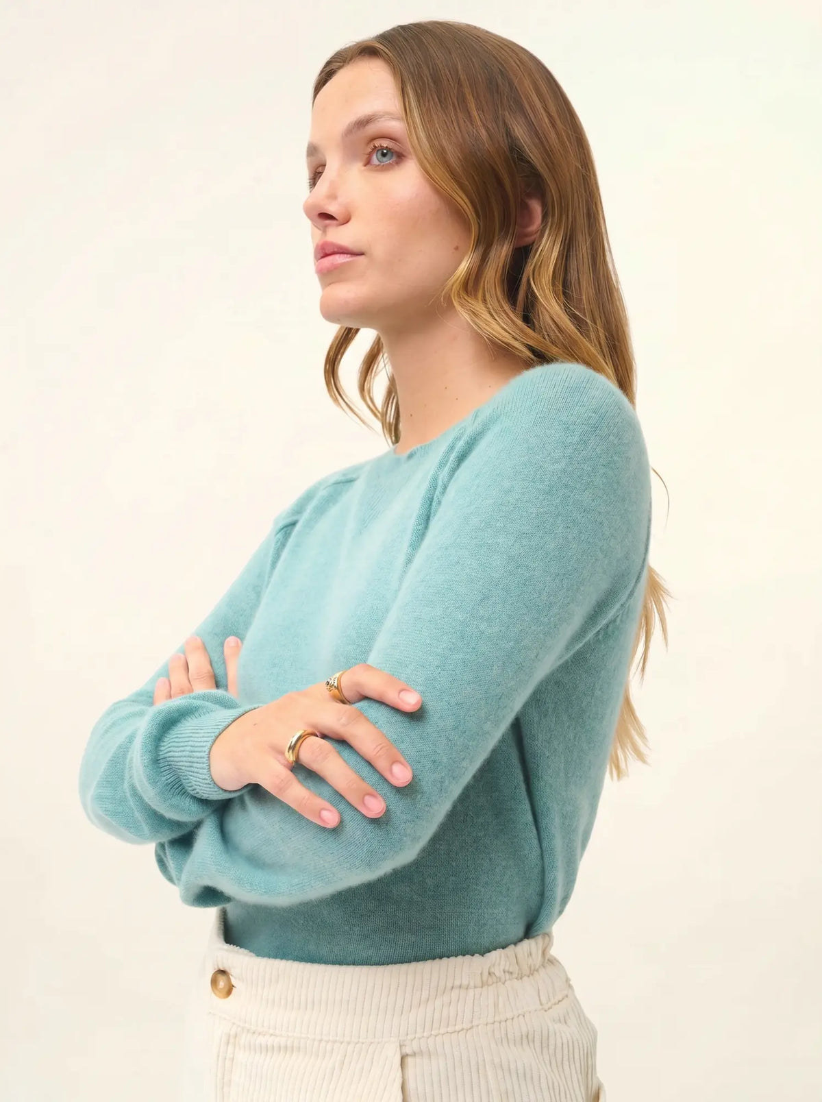 HELEN Pullover Rundhalsausschnitt Grün meliert