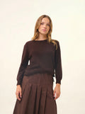 JANICE Pull Col Rond Boutonné Dos Choco