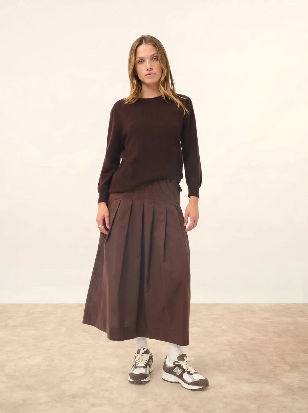 JANICE Pull Col Rond Boutonné Dos Choco
