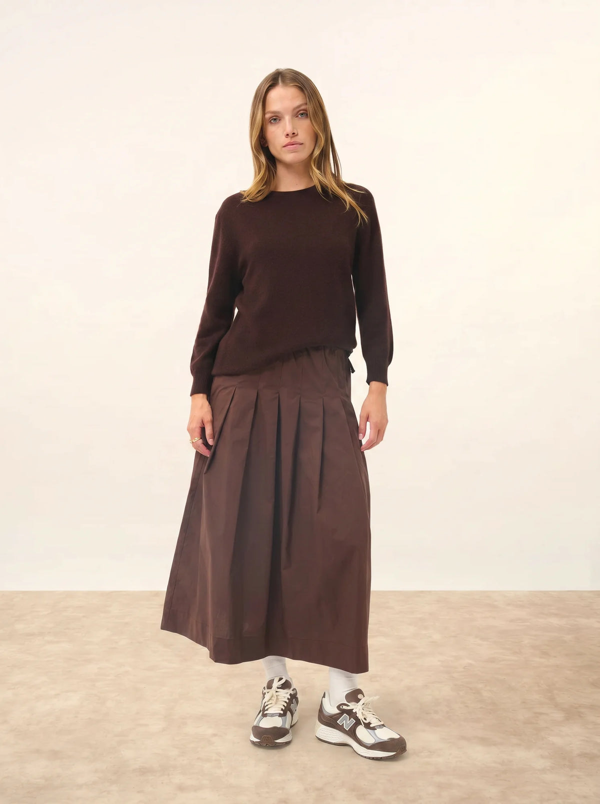 JANICE Pull Col Rond Boutonné Dos Choco