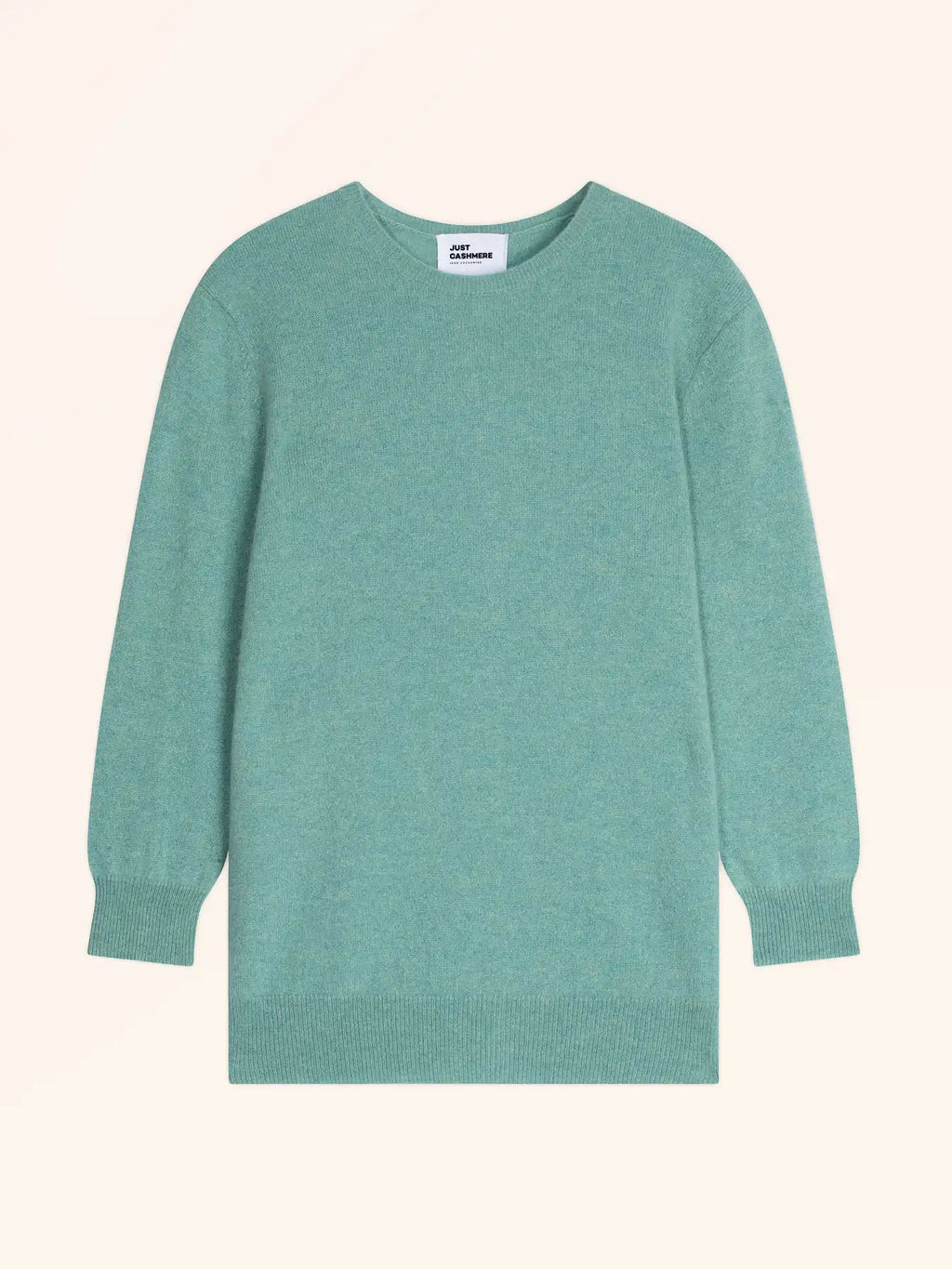 JANICE Sweater Crew Neck Buttoned Back Heather Green