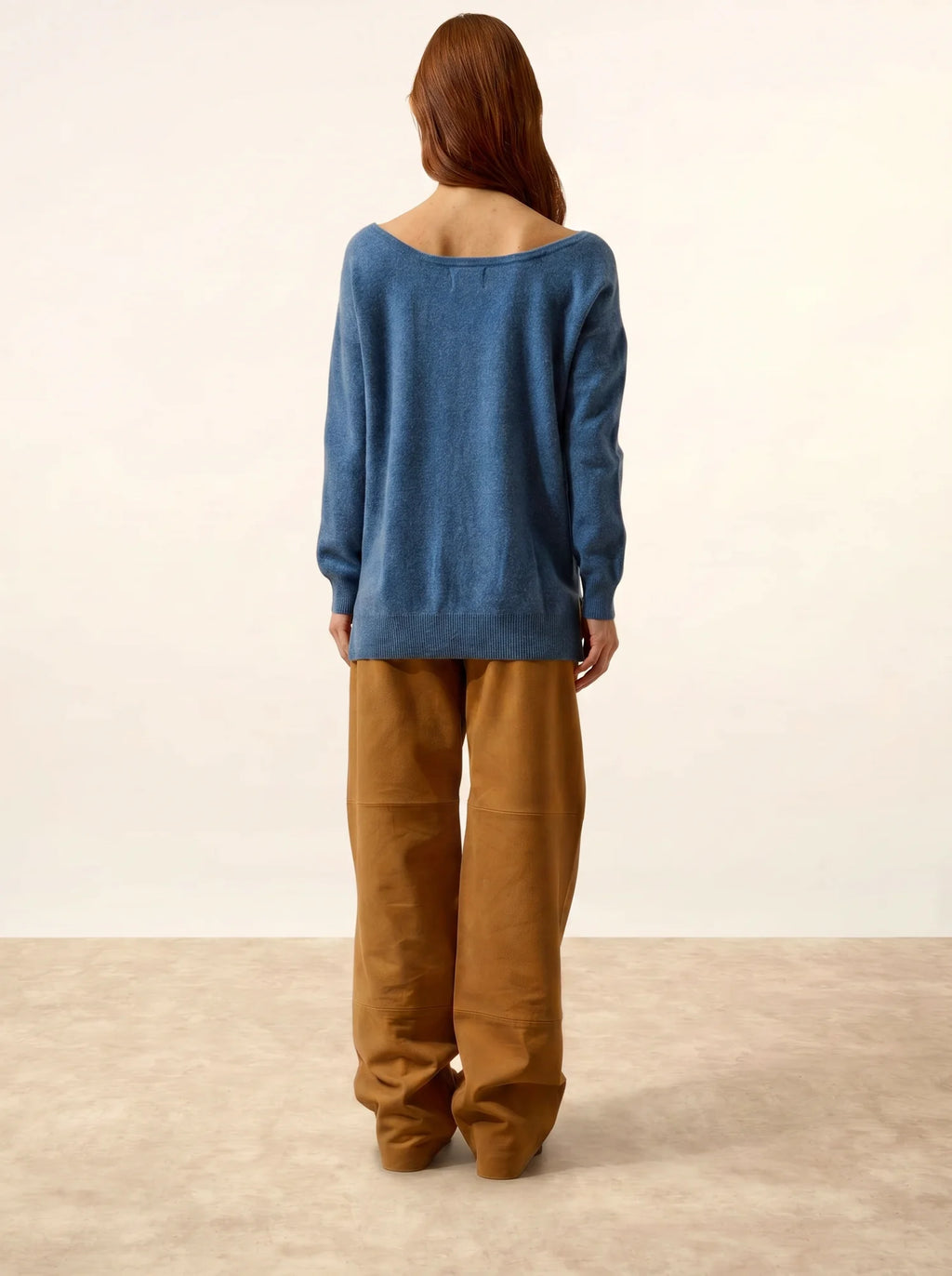 KAREN Pull Col Bateau Bleu Denim
