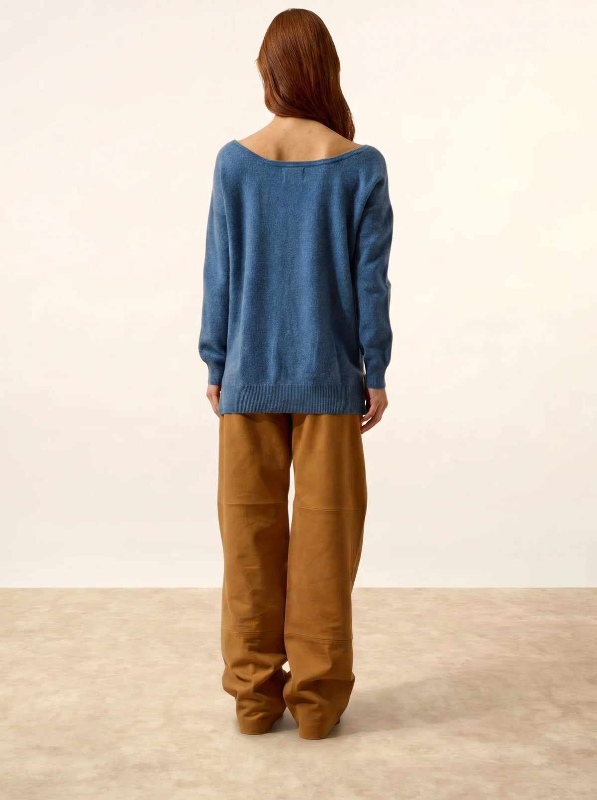 KAREN Pull Col Bateau Bleu Denim