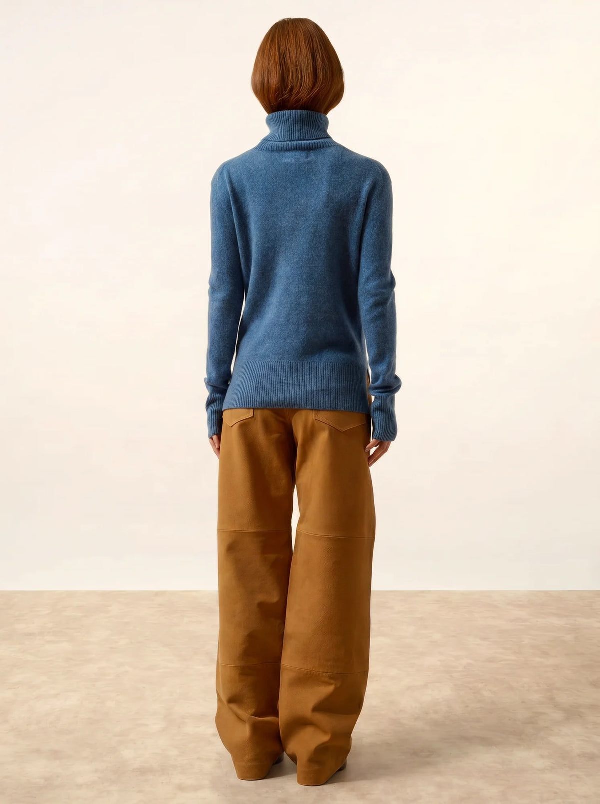 LEXIE Pull Col Roulé Bleu Denim