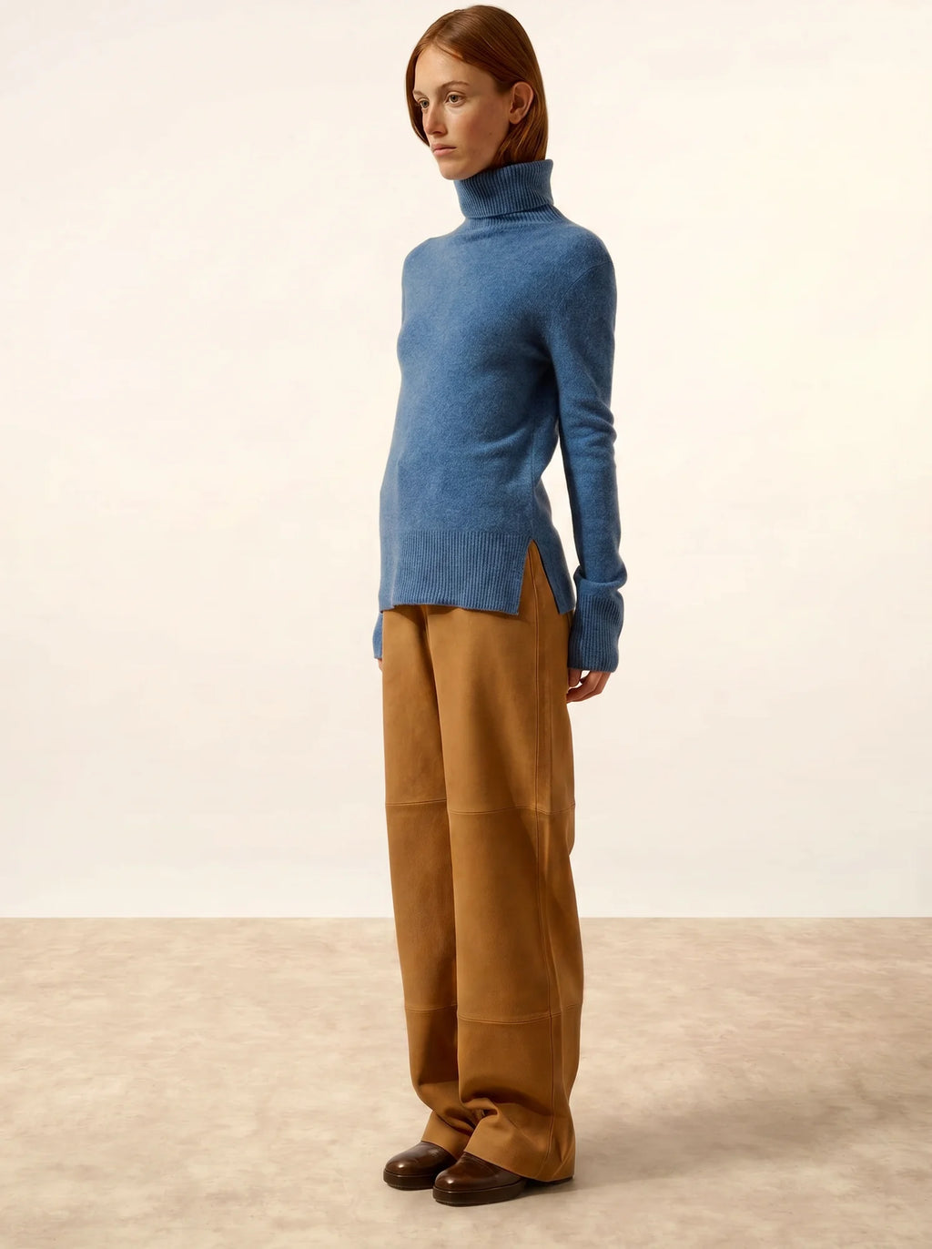 LEXIE Pull Col Roulé Bleu Denim