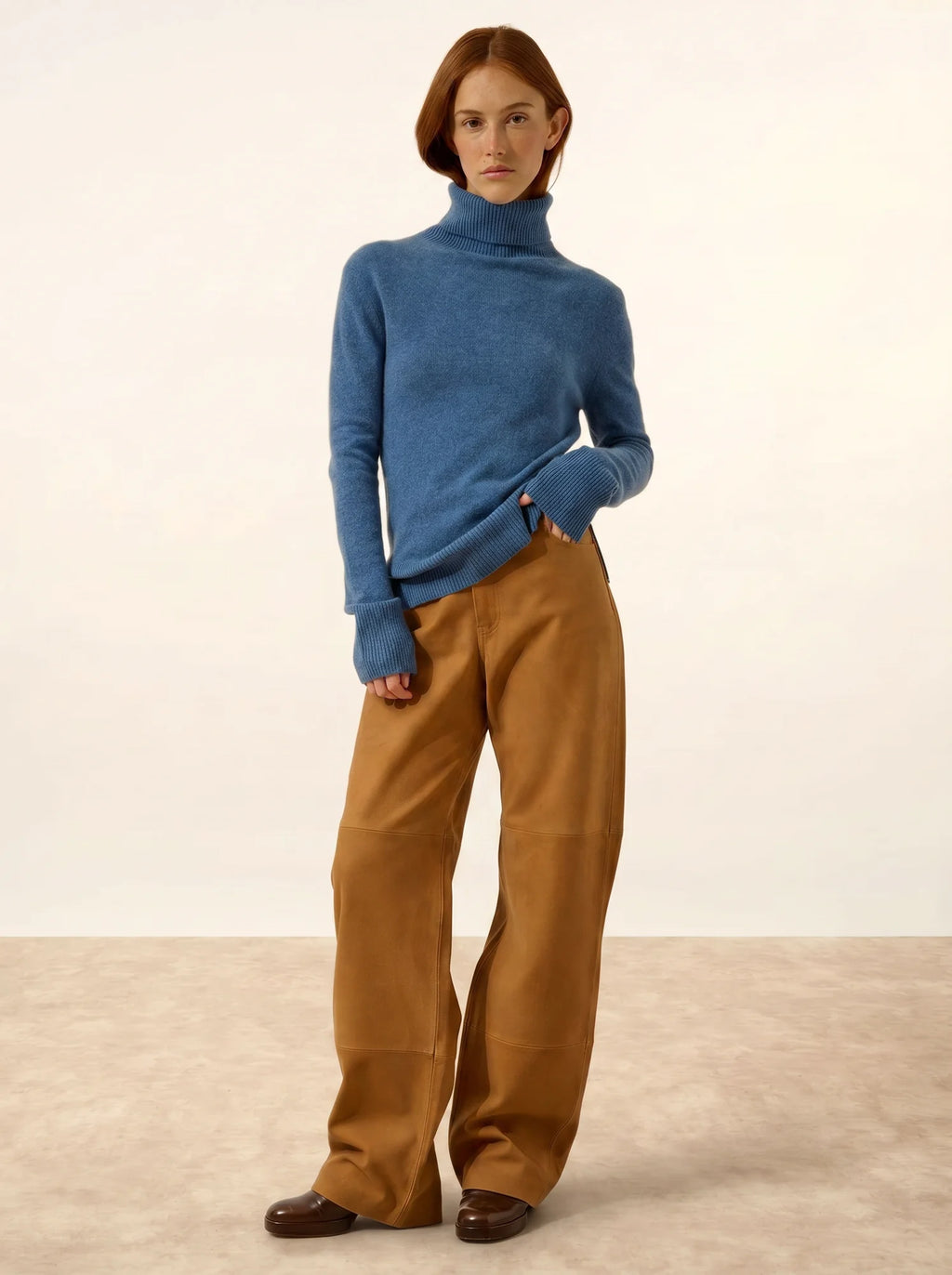 LEXIE Pull Col Roulé Bleu Denim
