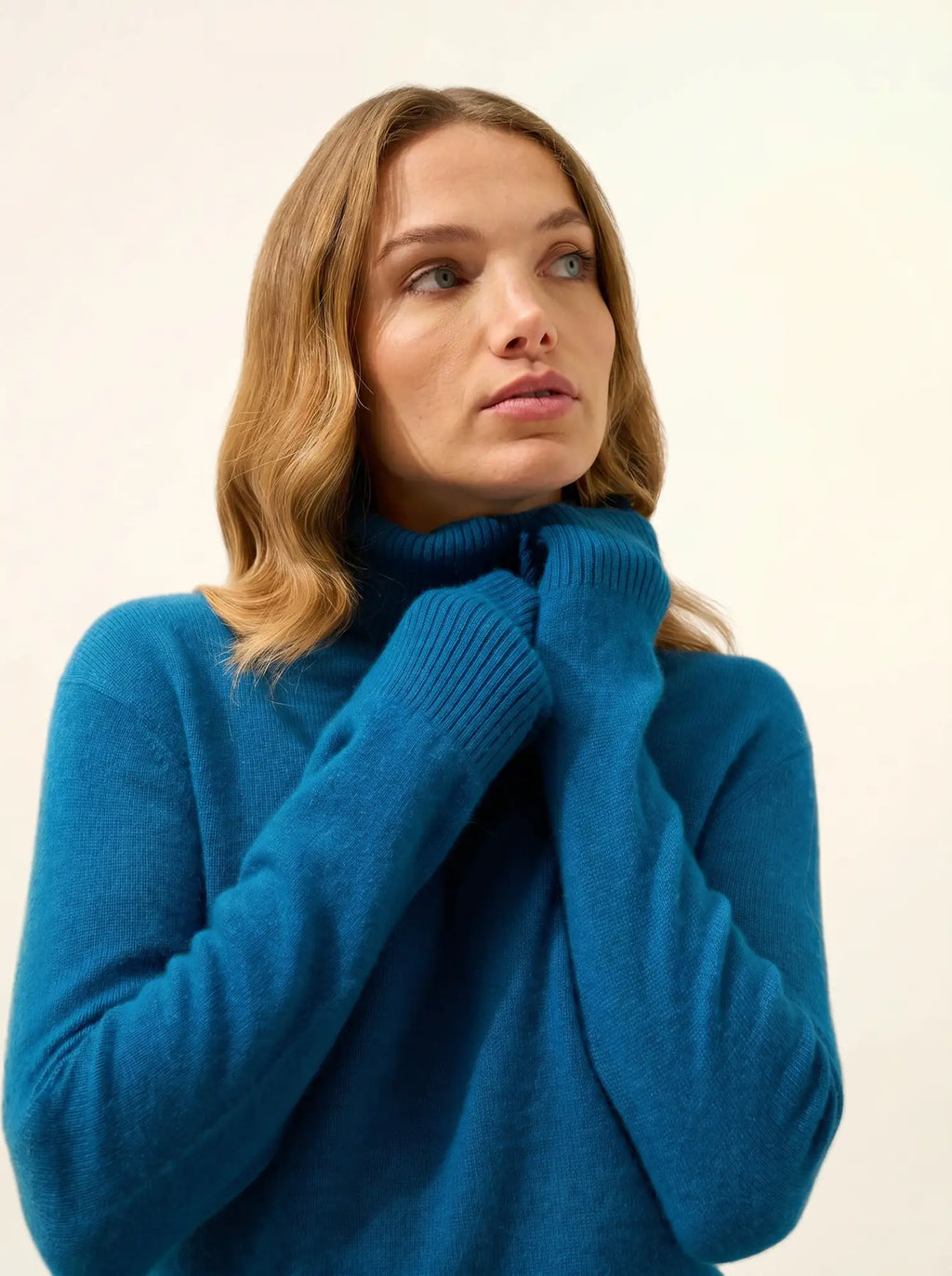 LEXIE Pull Col Roulé Paon