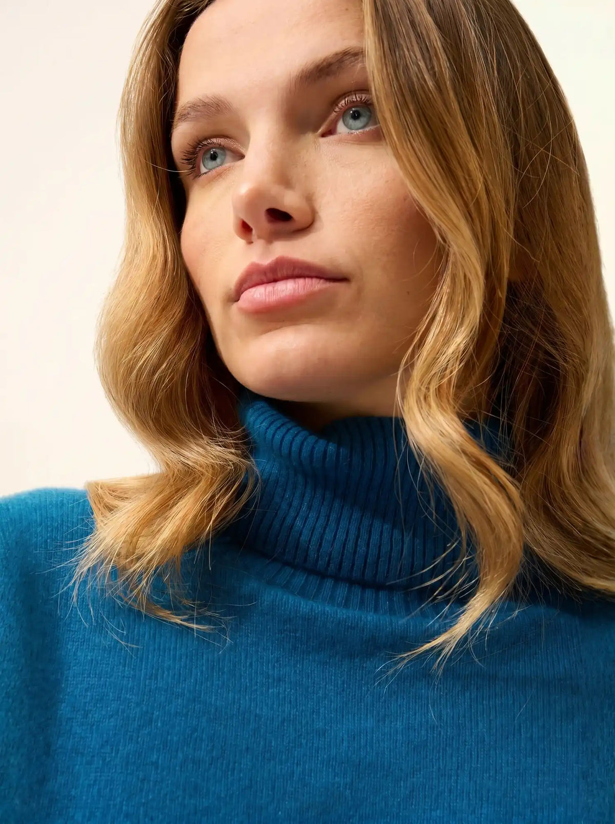 LEXIE Pull Col Roulé Paon