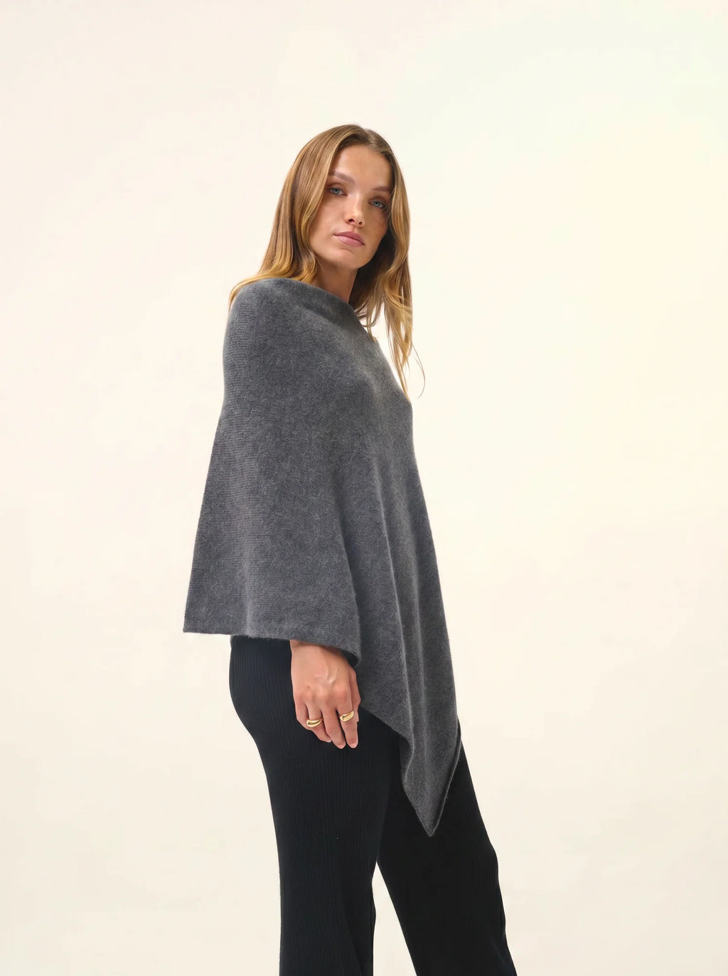 SALLY Poncho 4 Fils Anthracite Chiné