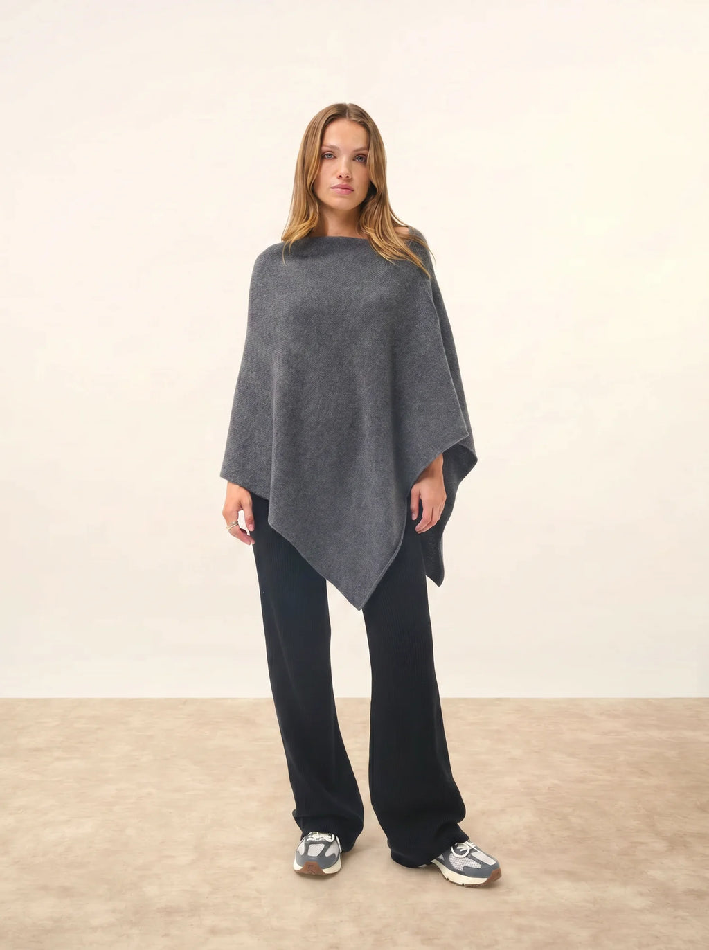 SALLY Poncho 4 Fils Anthracite Chiné