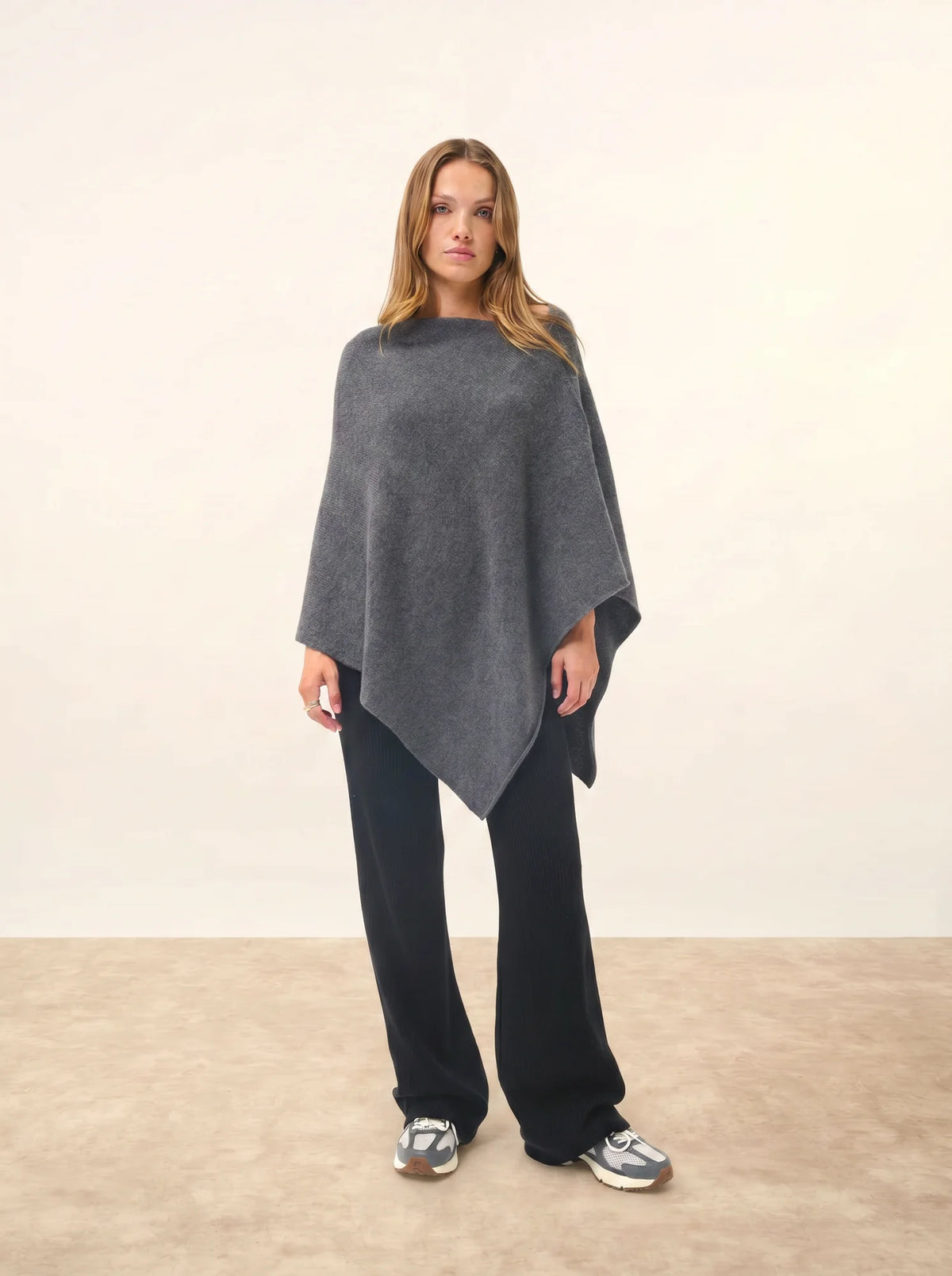 SALLY Poncho 4 Fils Anthracite Chiné