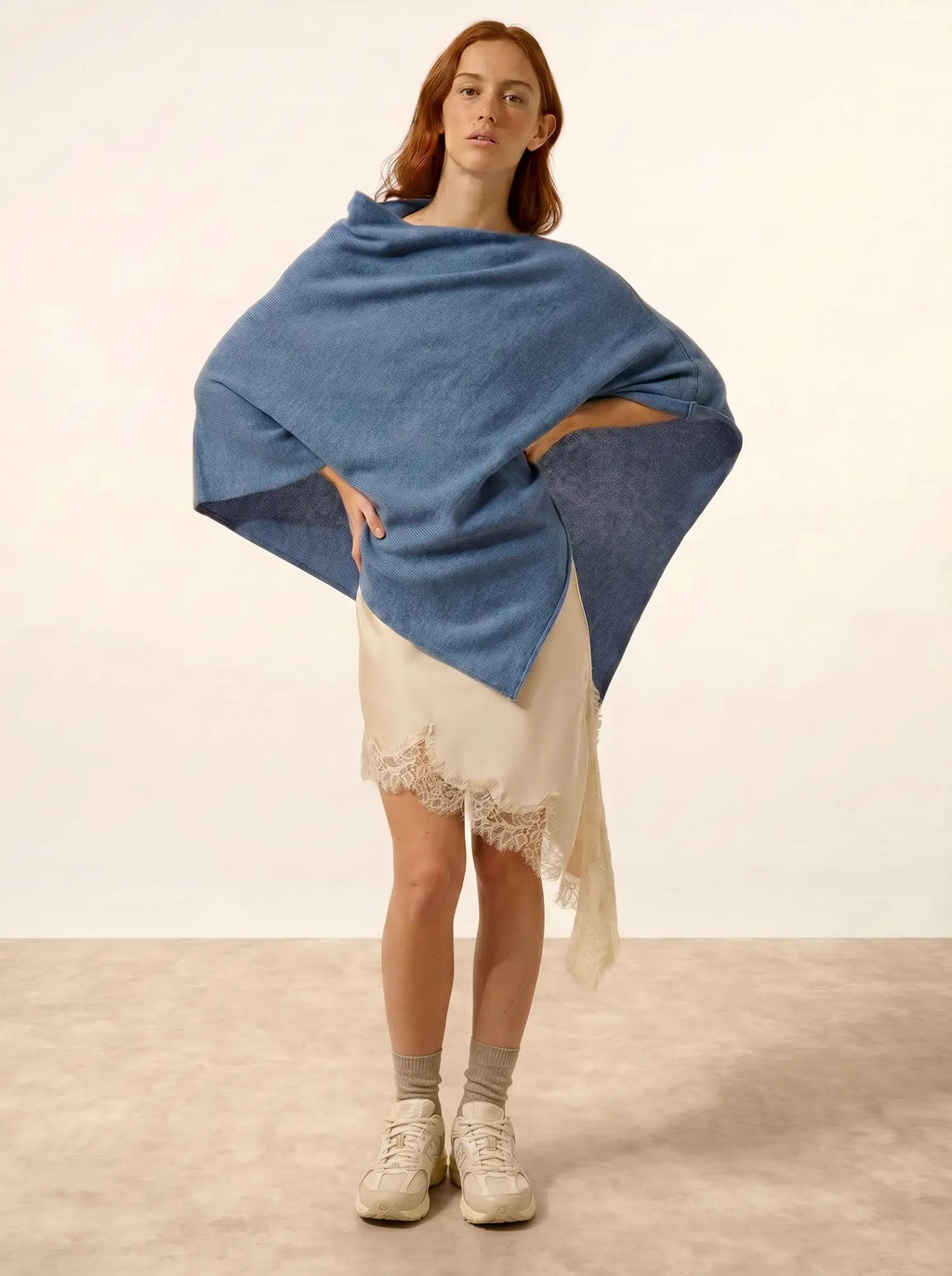 SALLY Poncho 4 Fils Bleu Denim