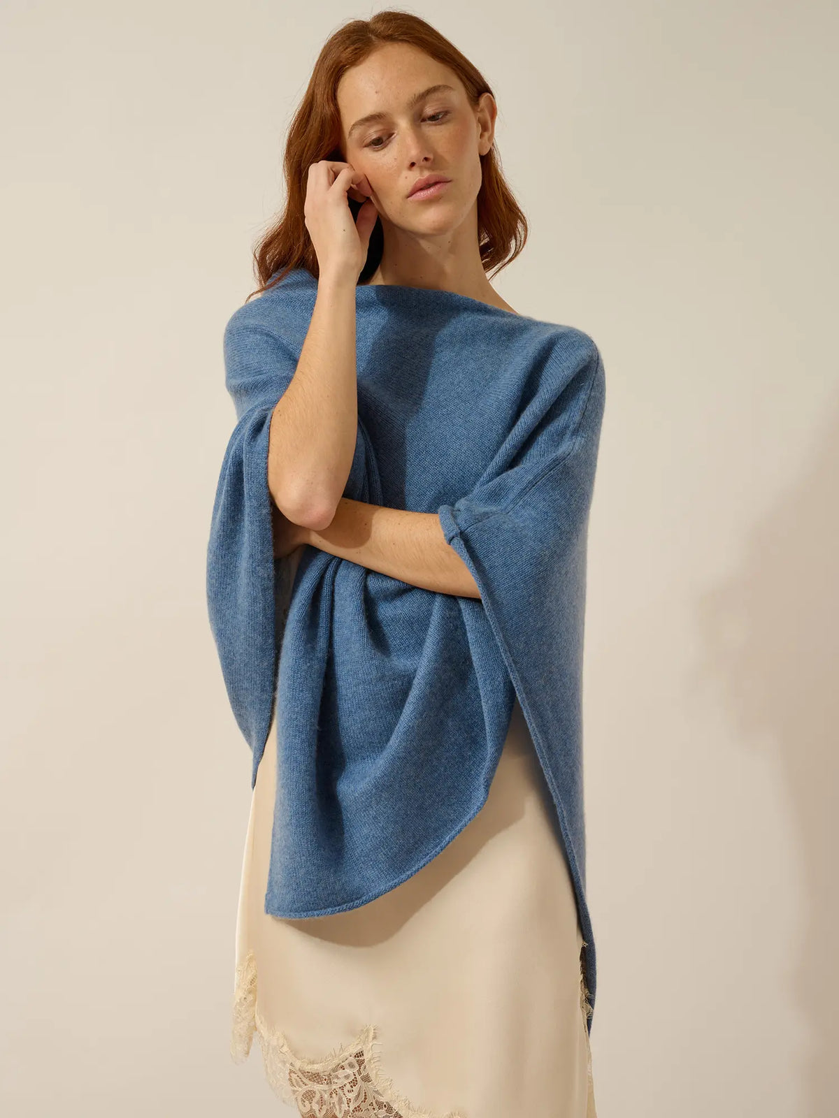 SALLY Poncho 4 Fils Bleu Denim