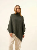 SALLY Poncho 4 Fils Kaki Chiné