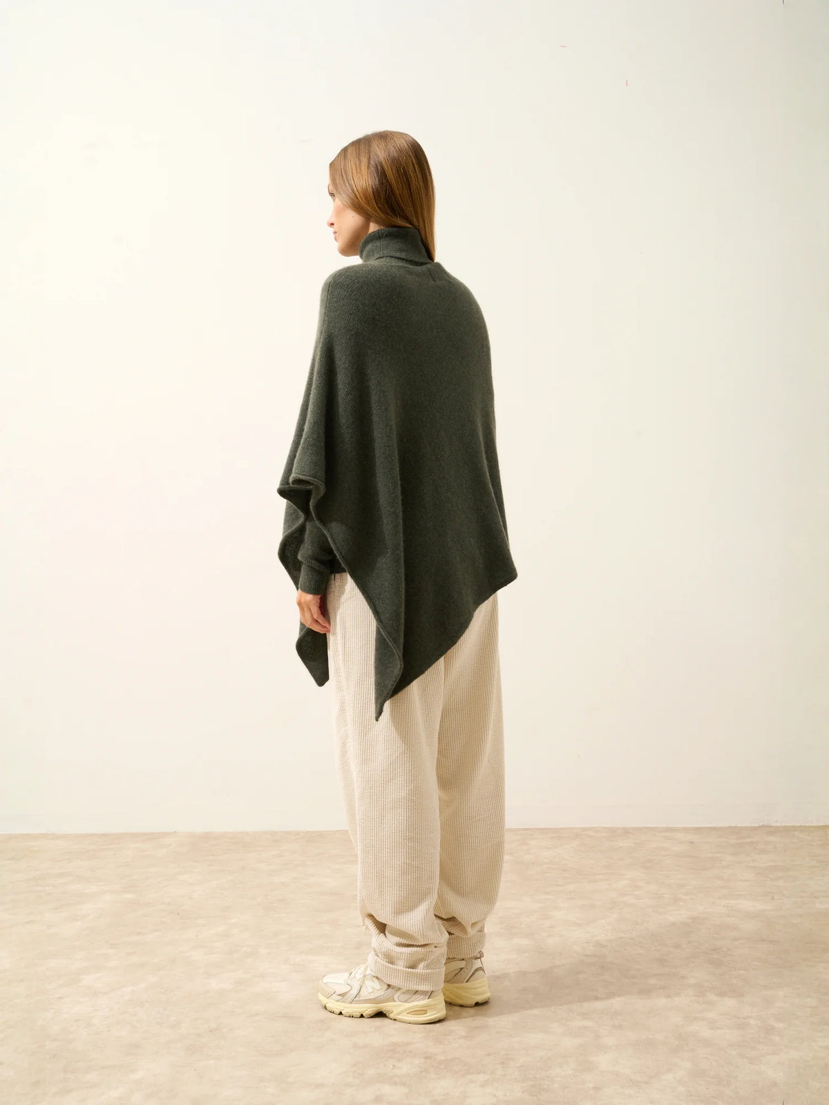 SALLY Poncho 4 Fils Kaki Chiné