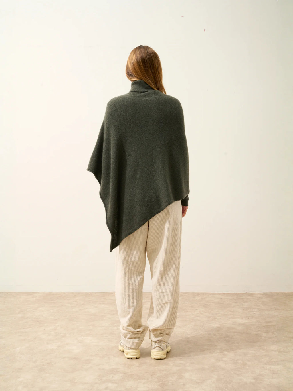 SALLY Poncho 4 Fils Kaki Chiné