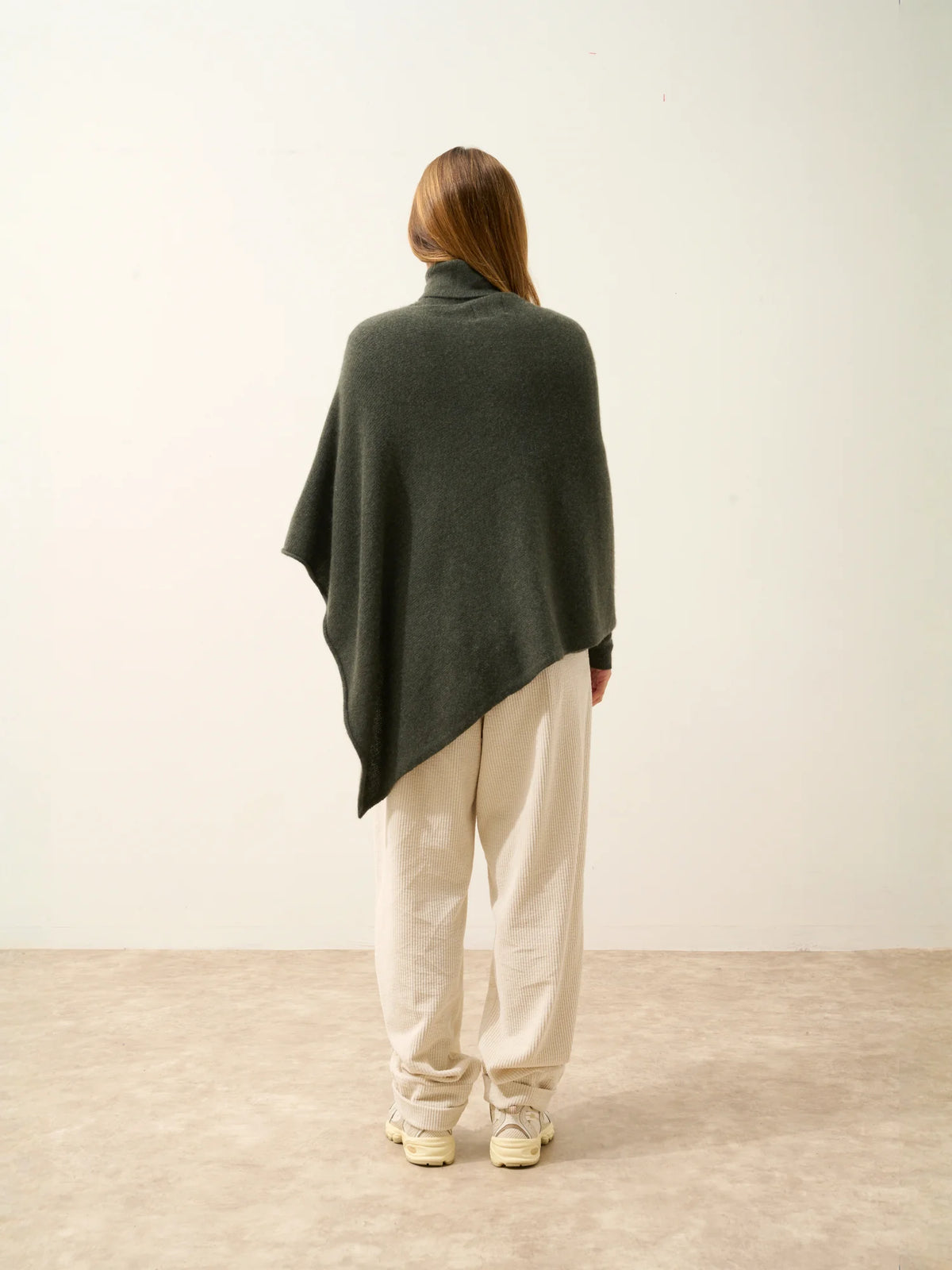 SALLY Poncho 4 Fils Kaki Chiné