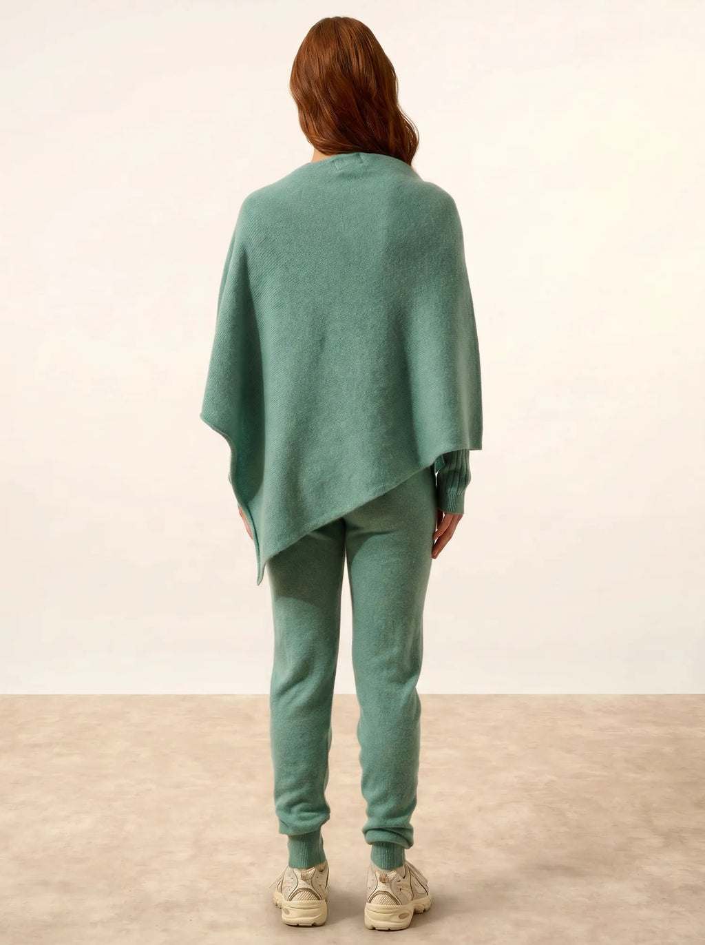 SALLY Poncho 4 Fils Vert Chiné