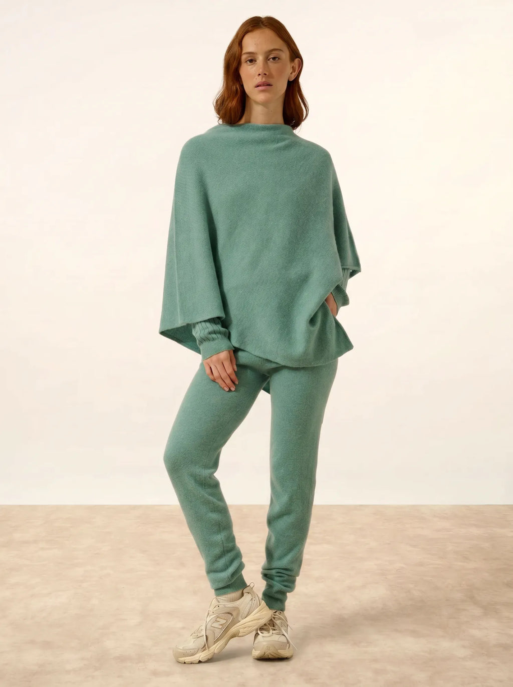 SALLY Poncho 4 Fils Vert Chiné