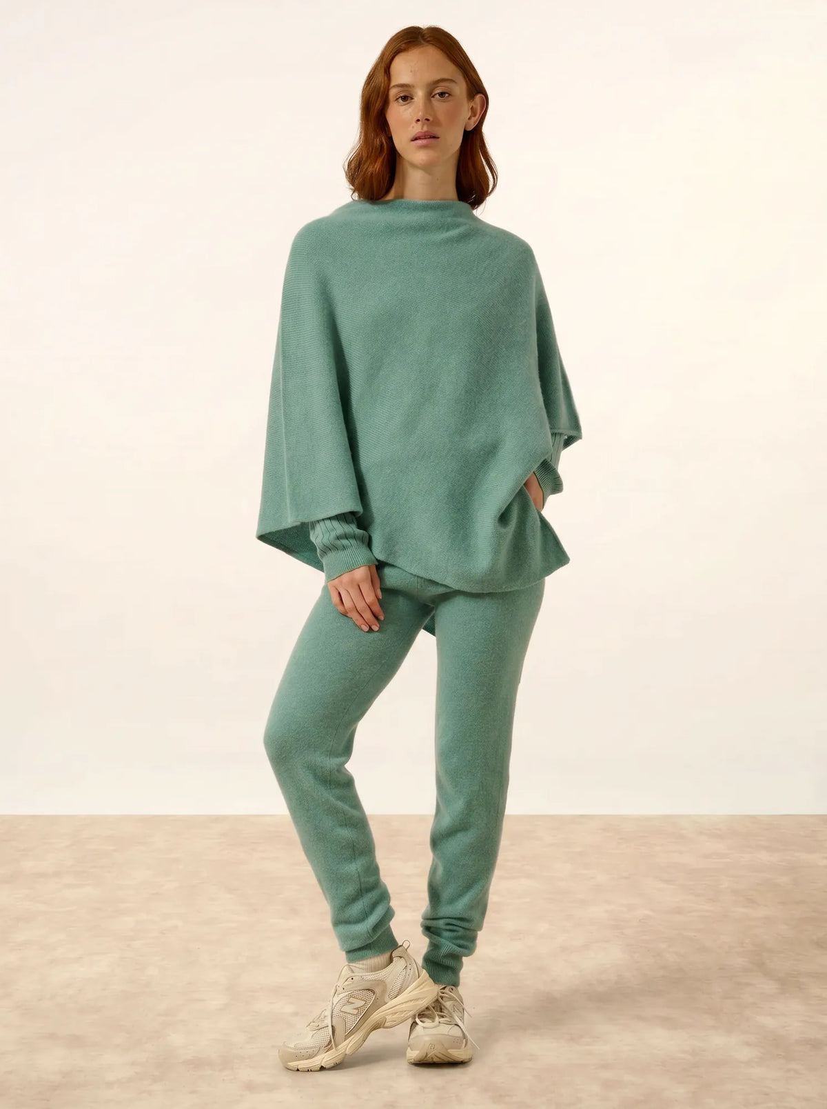 SALLY Poncho 4 Fils Vert Chiné