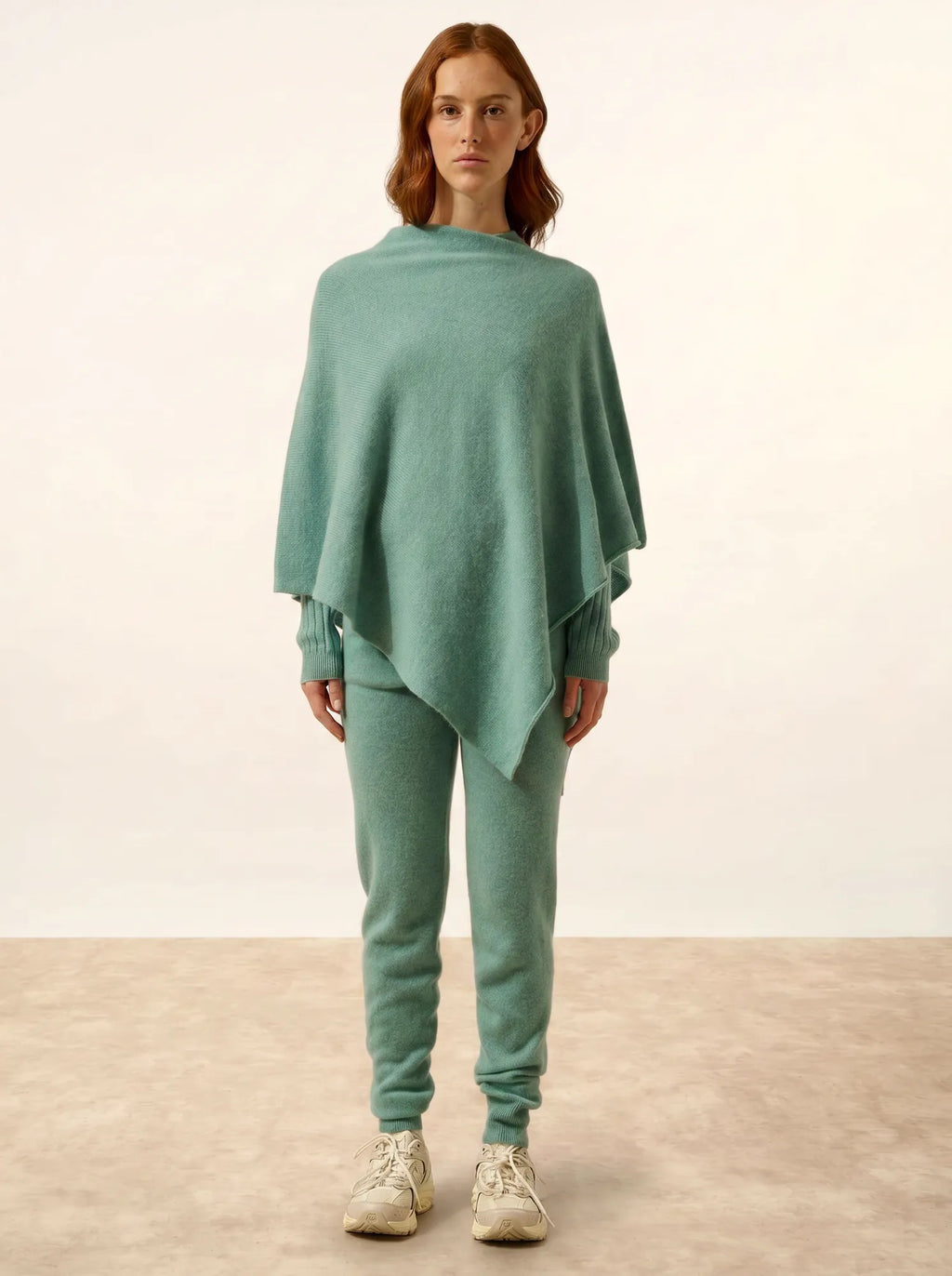 SALLY Poncho 4 Fils Vert Chiné