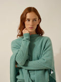 SALLY Poncho 4 Fils Vert Chiné