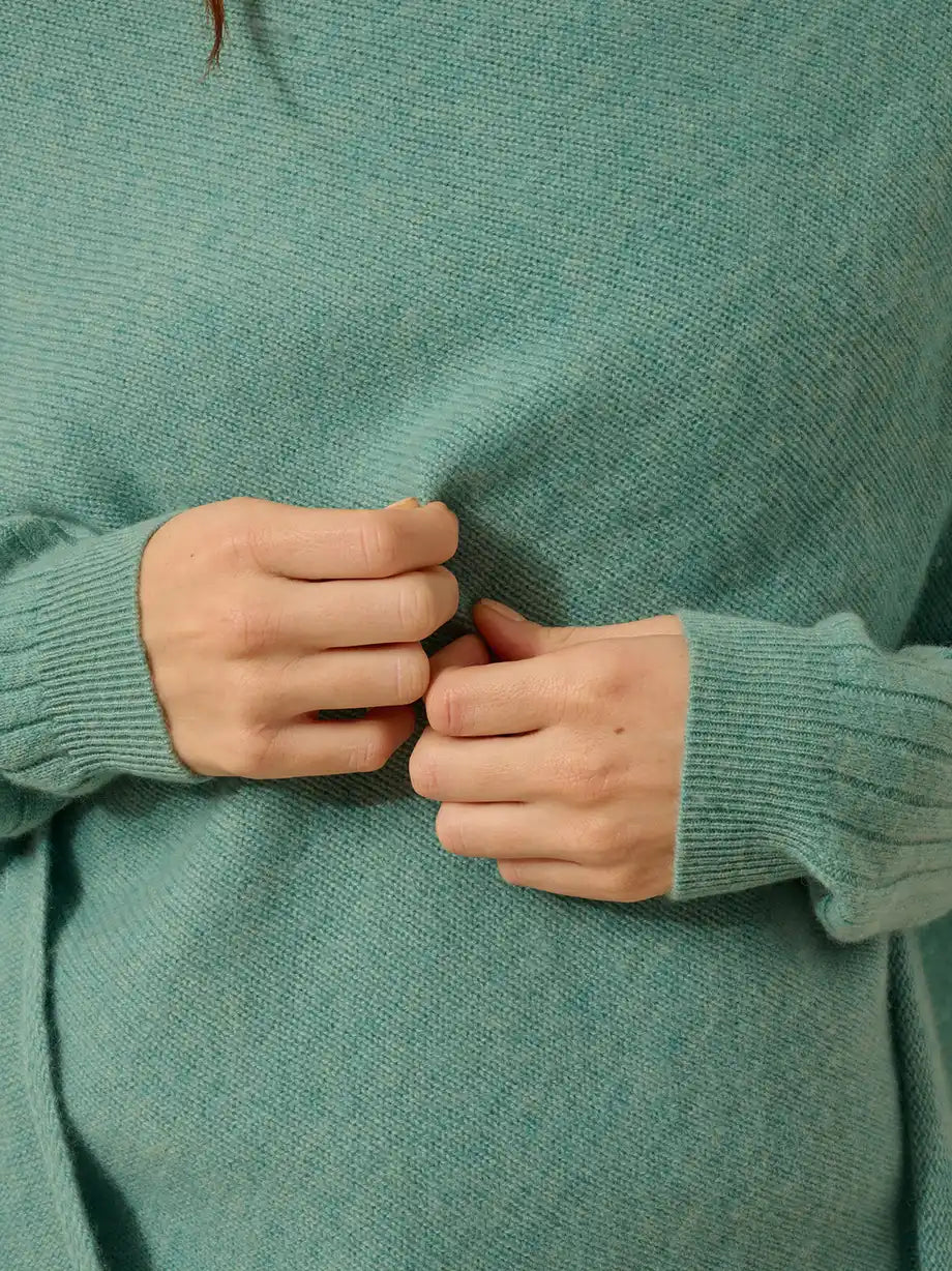 SALLY Poncho 4 Fils Vert Chiné