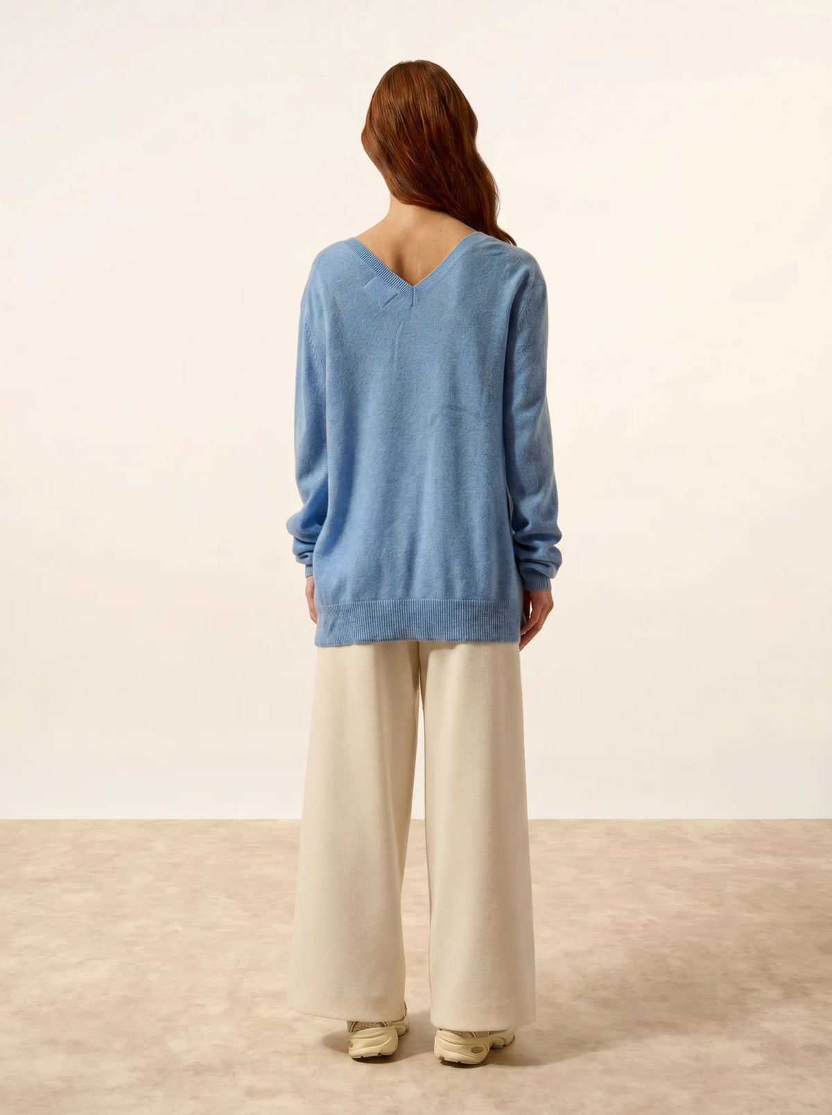 OPAL Sweater V-Neck Front and Back Sky