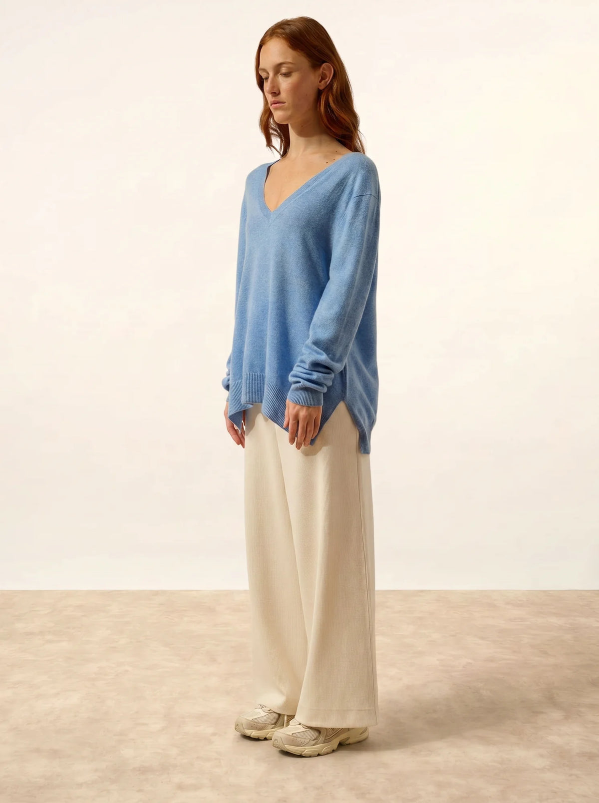 OPAL Sweater V-Neck Front and Back Sky